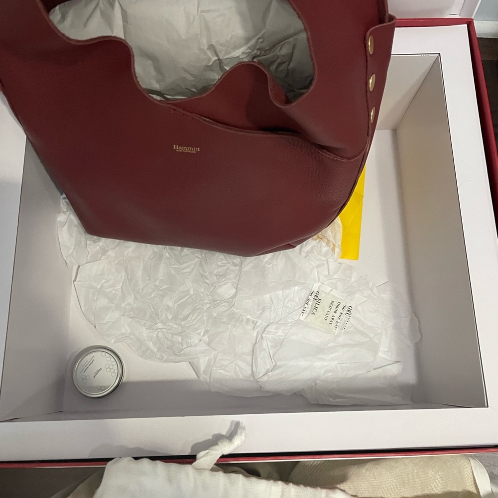 Red Hammett soft leather hobo. New. Still in original box.